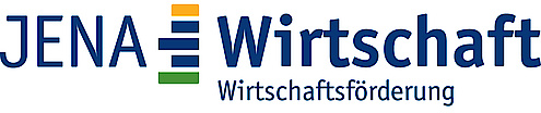 dunkelblauer Schriftzug, Logo JenaWirtschaft