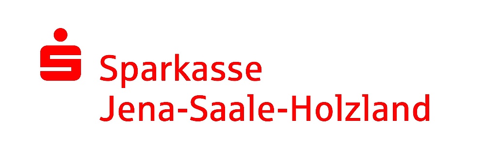 [Translate to english:] Logo Sparkasse Jena Saale-Holzland, roter Schriftzug